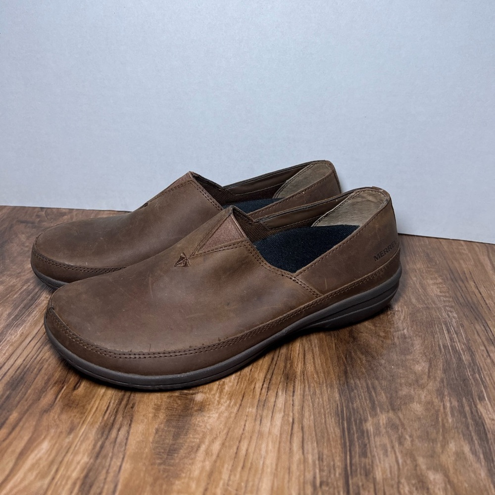 MERRELL 6.5 Mocassin Shoes Encore Kassie Dark Earth Brown Slip On Leather J94556